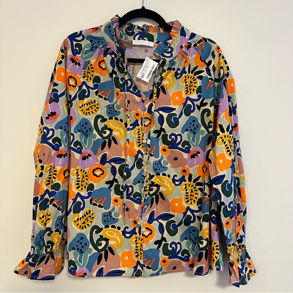 KARLIE Floral Poplin Garden Top